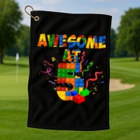 Awesome At 5 Cute Birthday Building Blocks Golf Towel
