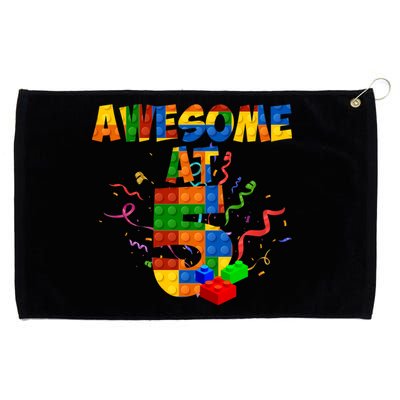 Awesome At 5 Cute Birthday Building Blocks Grommeted Golf Towel