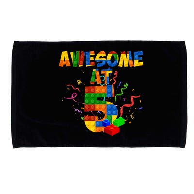 Awesome At 5 Cute Birthday Building Blocks Microfiber Hand Towel