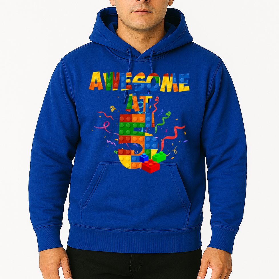 Awesome At 5 Cute Birthday Building Blocks Hoodie