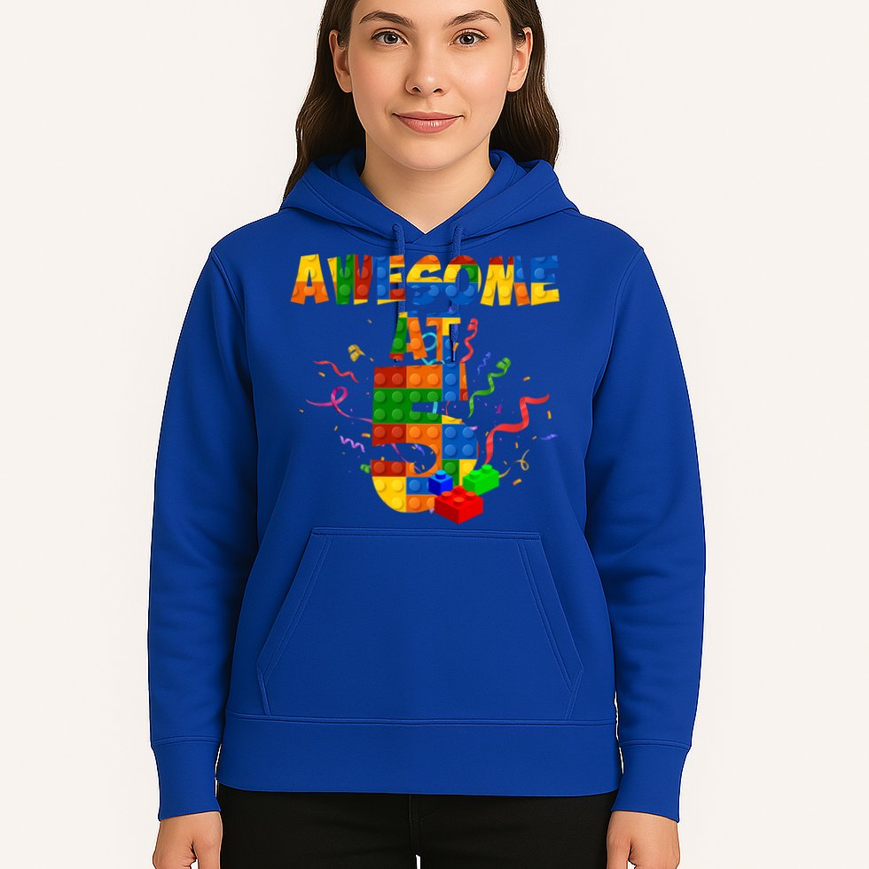 Awesome At 5 Cute Birthday Building Blocks Hoodie