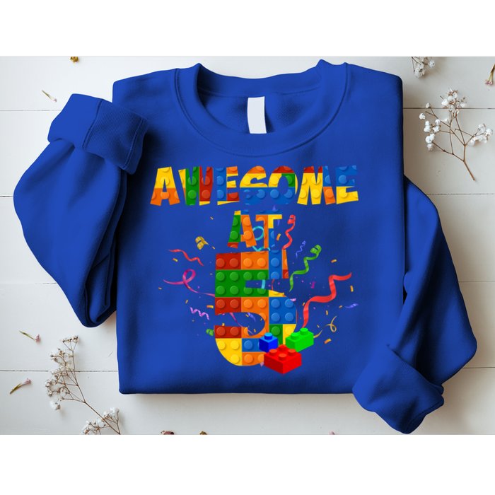 Awesome At 5 Cute Birthday Building Blocks Sweatshirt