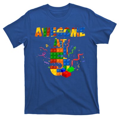 Awesome At 5 Cute Birthday Building Blocks T-Shirt