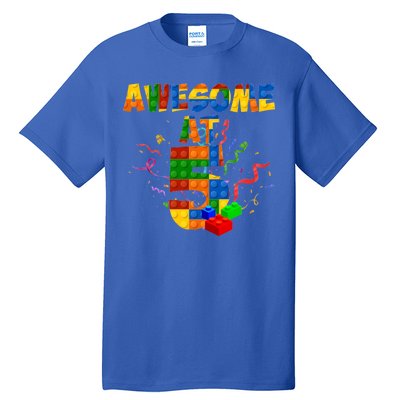 Awesome At 5 Cute Birthday Building Blocks Tall T-Shirt