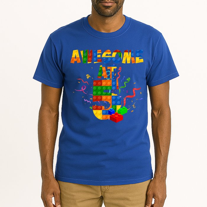 Awesome At 5 Cute Birthday Building Blocks Tall T-Shirt