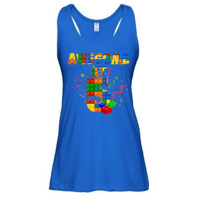 Awesome At 5 Cute Birthday Building Blocks Ladies Essential Flowy Tank