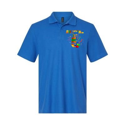 Awesome At 5 Cute Birthday Building Blocks Softstyle Adult Sport Polo