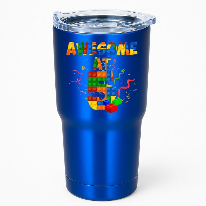 Awesome At 5 Cute Birthday Building Blocks Tumbler