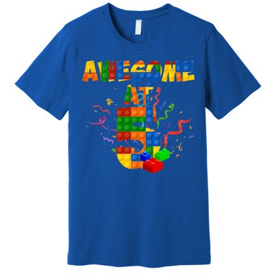 Awesome At 5 Cute Birthday Building Blocks Premium T-Shirt