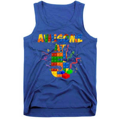 Awesome At 5 Cute Birthday Building Blocks Tank Top