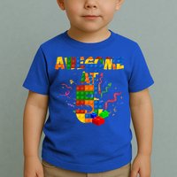 Awesome At 5 Cute Birthday Building Blocks Toddler T-Shirt