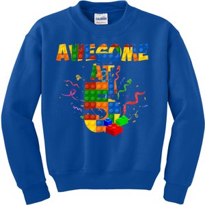 Awesome At 5 Cute Birthday Building Blocks Kids Sweatshirt