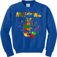 Awesome At 5 Cute Birthday Building Blocks Kids Sweatshirt