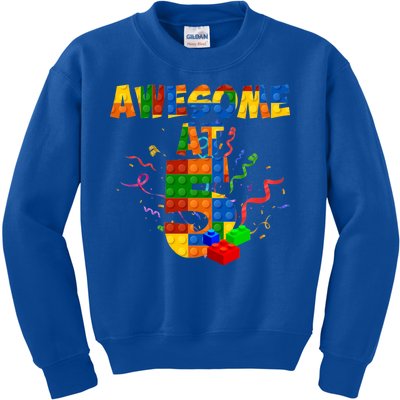 Awesome At 5 Cute Birthday Building Blocks Kids Sweatshirt