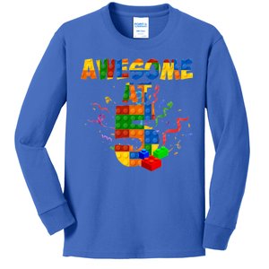 Awesome At 5 Cute Birthday Building Blocks Kids Long Sleeve Shirt