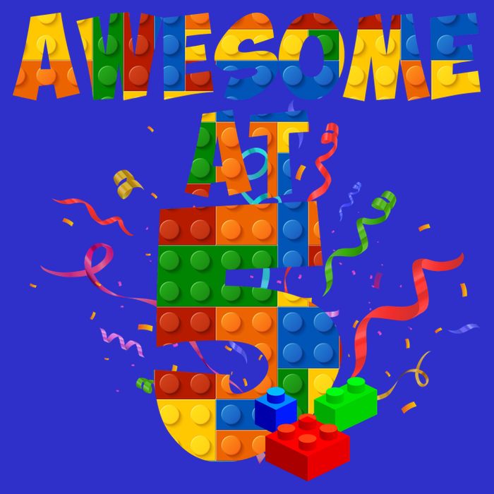 Awesome At 5 Cute Birthday Building Blocks Short Acrylic Beanie