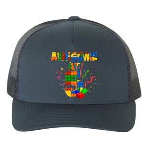 Awesome At 5 Cute Birthday Building Blocks Yupoong Adult 5-Panel Trucker Hat