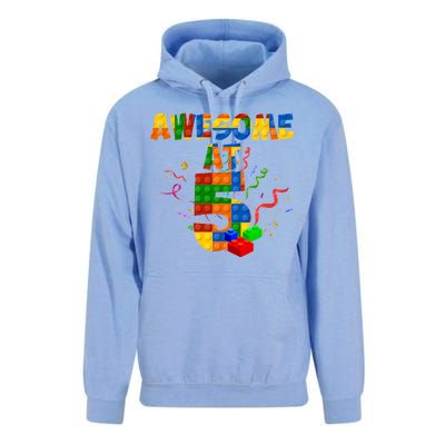 Awesome At 5 Cute Birthday Building Blocks Unisex Surf Hoodie