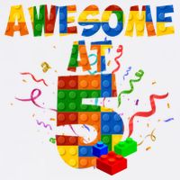 Awesome At 5 Cute Birthday Building Blocks Garment-Dyed Sweatshirt
