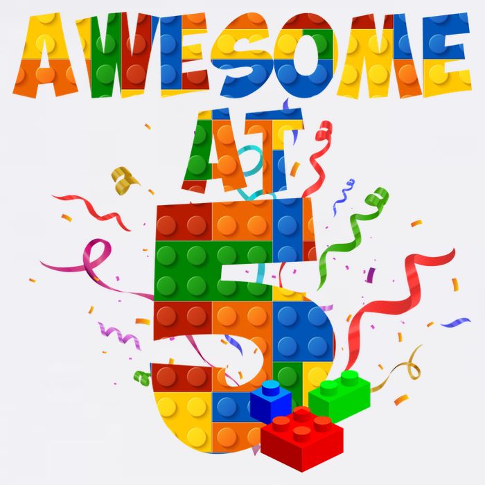 Awesome At 5 Cute Birthday Building Blocks Garment-Dyed Sweatshirt