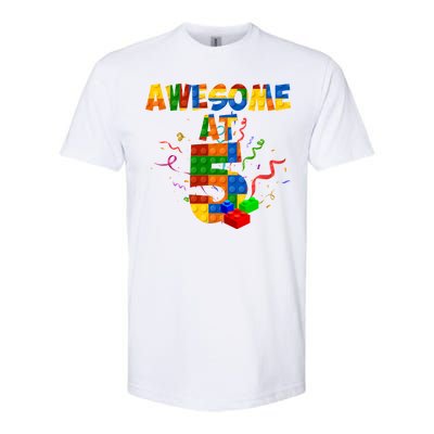 Awesome At 5 Cute Birthday Building Blocks Softstyle CVC T-Shirt