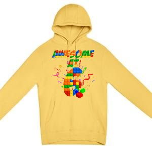 Awesome At 6 Cute Birthday Building Blocks  Premium Pullover Hoodie