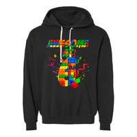 Awesome At 6 Cute Birthday Building Blocks  Garment-Dyed Fleece Hoodie