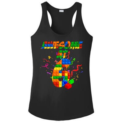 Awesome At 6 Cute Birthday Building Blocks  Ladies PosiCharge Competitor Racerback Tank