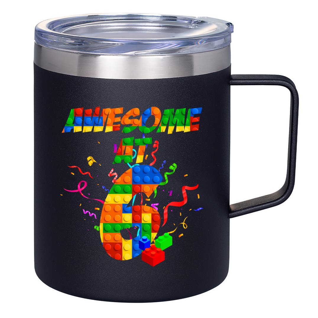 Awesome At 6 Cute Birthday Building Blocks  12oz Stainless Steel Coffee Mug