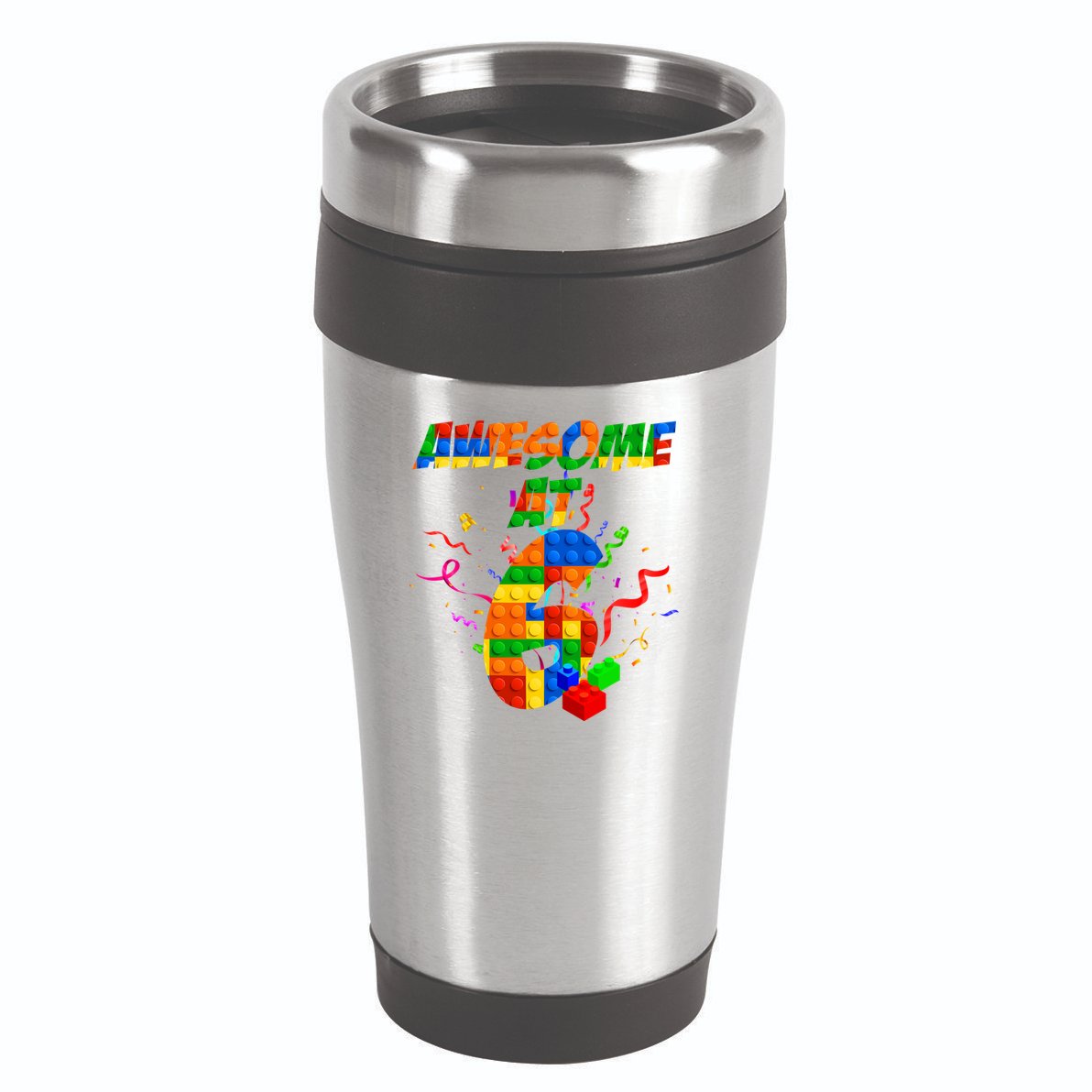 Awesome At 6 Cute Birthday Building Blocks  16oz Travel Tumbler