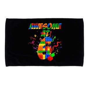 Awesome At 6 Cute Birthday Building Blocks  Microfiber Hand Towel