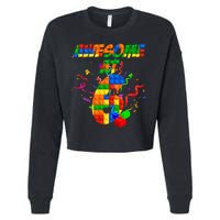 Awesome At 6 Cute Birthday Building Blocks  Cropped Pullover Crew