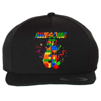 Awesome At 6 Cute Birthday Building Blocks  Wool Snapback Cap