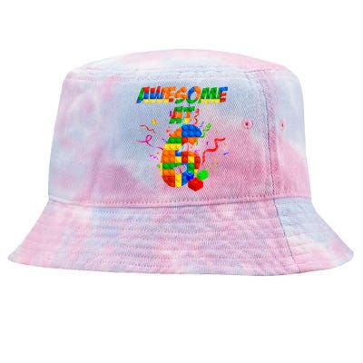 Awesome At 6 Cute Birthday Building Blocks  Tie-Dyed Bucket Hat