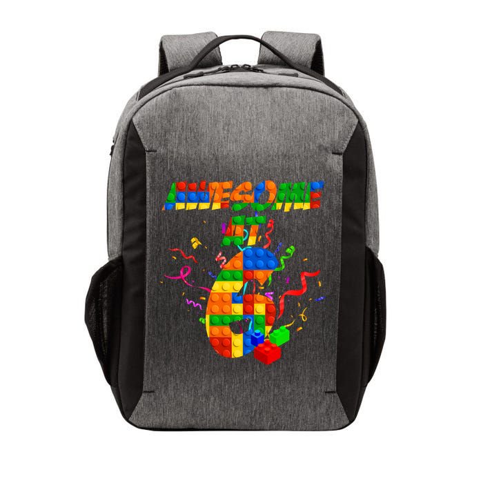 Awesome At 6 Cute Birthday Building Blocks  Vector Backpack