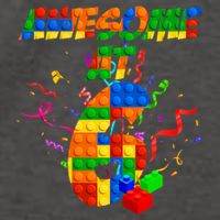 Awesome At 6 Cute Birthday Building Blocks  Vector Backpack