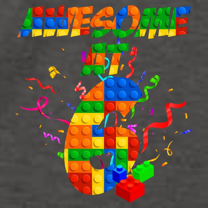Awesome At 6 Cute Birthday Building Blocks  Vector Backpack