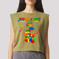 Awesome At 6 Cute Birthday Building Blocks  Garment-Dyed Women's Muscle Tee