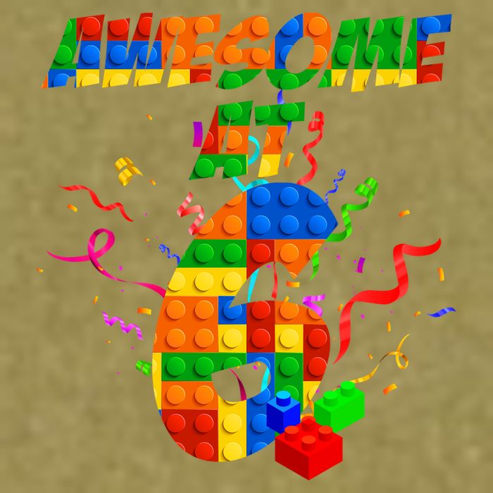Awesome At 6 Cute Birthday Building Blocks  Garment-Dyed Women's Muscle Tee