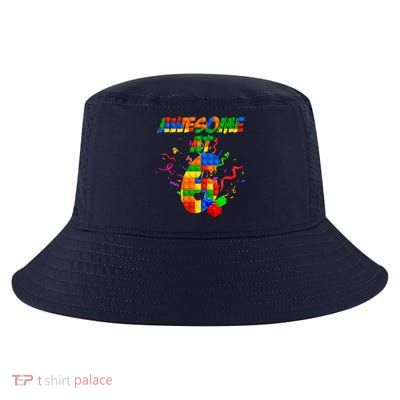 Awesome At 6 Cute Birthday Building Blocks  Cool Comfort Performance Bucket Hat