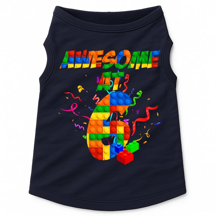 Awesome At 6 Cute Birthday Building Blocks  Doggie Tank