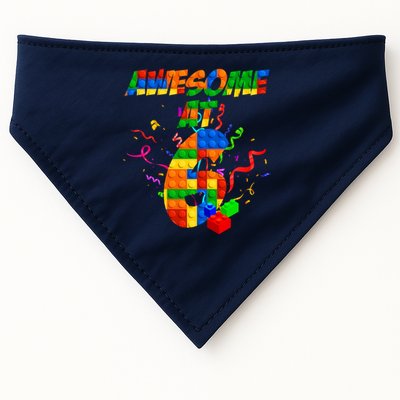 Awesome At 6 Cute Birthday Building Blocks  USA-Made Doggie Bandana