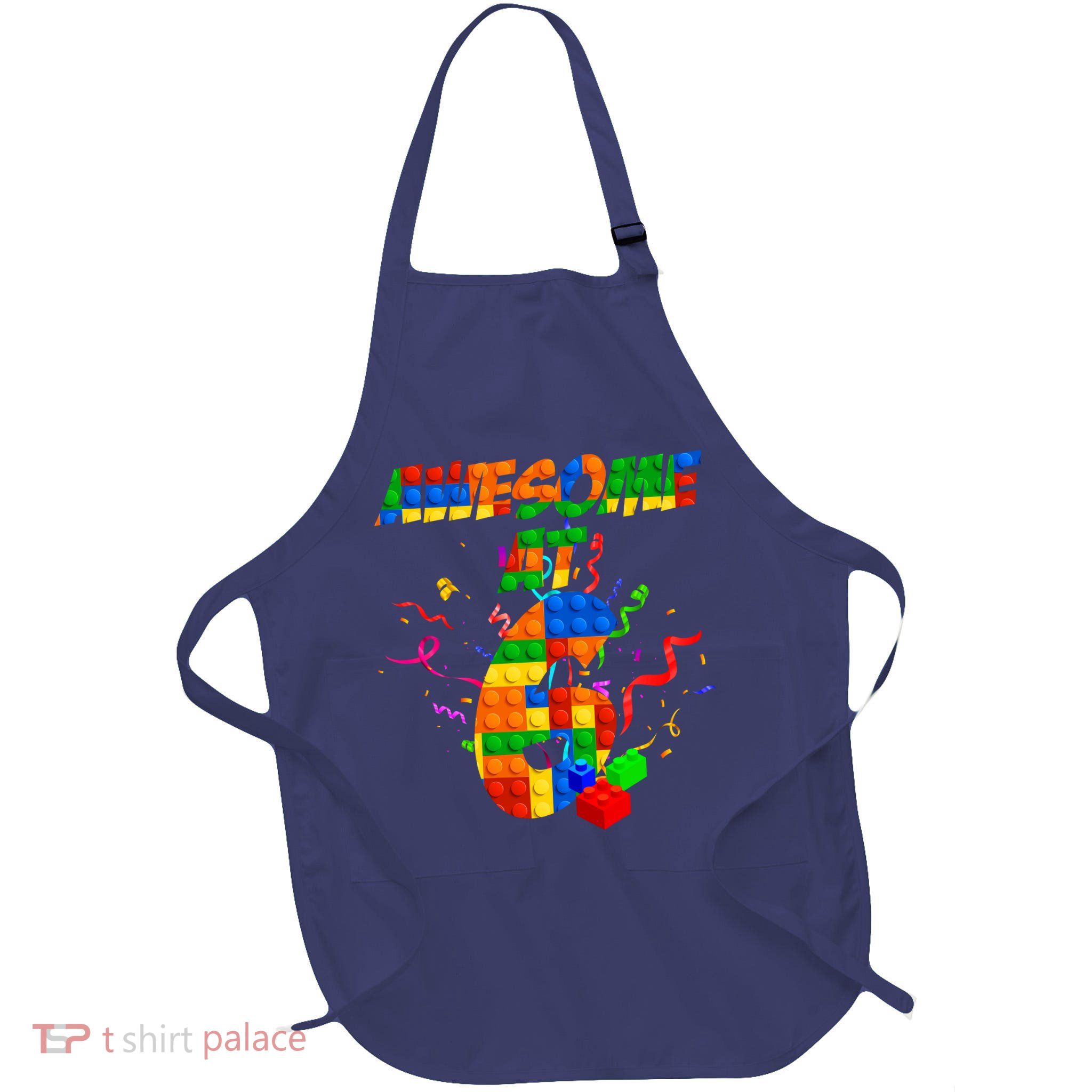 Awesome At 6 Cute Birthday Building Blocks  Apron