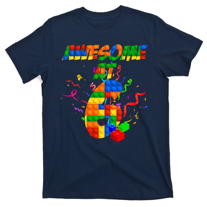 Awesome At 6 Cute Birthday Building Blocks  T-Shirt