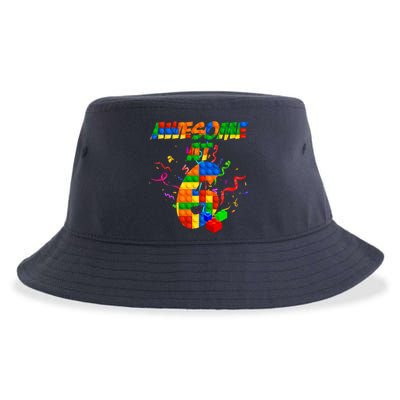 Awesome At 6 Cute Birthday Building Blocks  Sustainable Bucket Hat