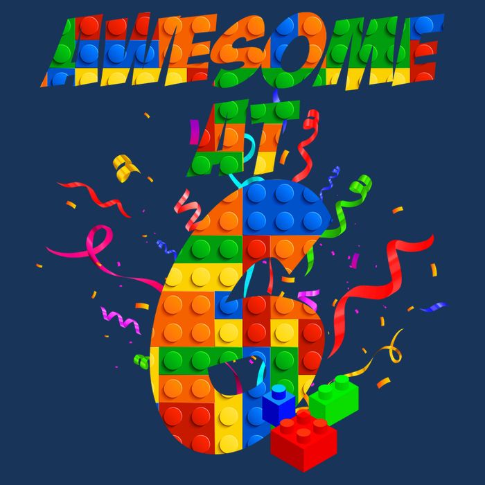 Awesome At 6 Cute Birthday Building Blocks  Button