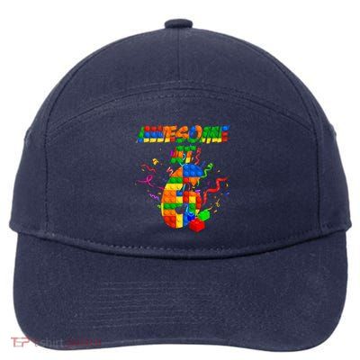 Awesome At 6 Cute Birthday Building Blocks  7-Panel Snapback Hat