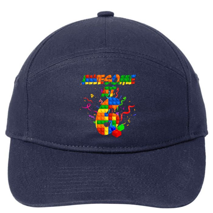 Awesome At 6 Cute Birthday Building Blocks  7-Panel Snapback Hat