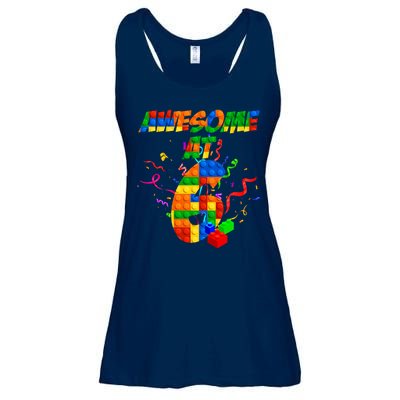 Awesome At 6 Cute Birthday Building Blocks  Ladies Essential Flowy Tank