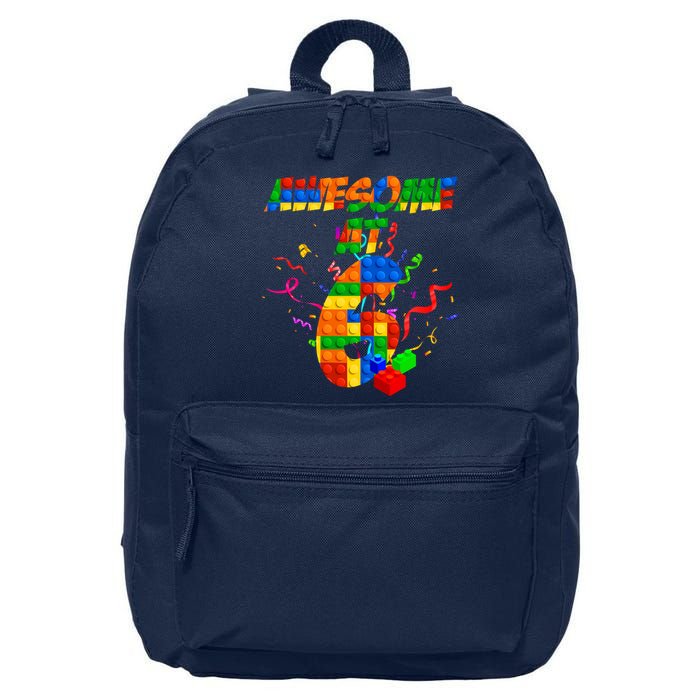 Awesome At 6 Cute Birthday Building Blocks  16 in Basic Backpack